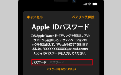 Apple IDのパスワードを入力して、アクティベーションロックを解除